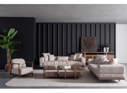 Italienische Möbel Einrichtung Set Garnitur Sofa Couchtisch Sessel 5tlg.
