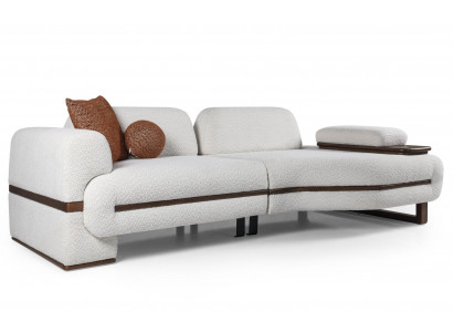Couch 4 Sitzer Polster Luxus Möbel Wohnzimmer Sofa Ovale Beige 255cm