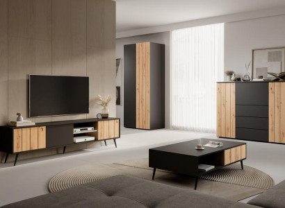Wohnzimmer Holzmöbel Couchtisch Modern TV-Lowboard Luxuriöses Schrank Set 4tlg