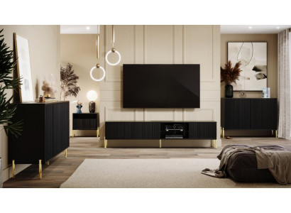 Designer Wohnzimmer Wohnwand TV-Lowboard Möbel Sideboard Beistelltisch Set