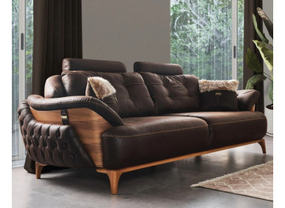 Dreisitzcouch 3-Sitzer-Sofa Polstersofa Dreisitzgarnitur Dreisitzer Braun