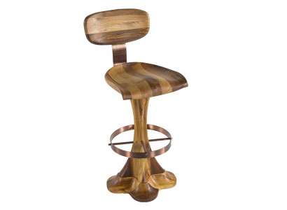Eleganter brauner Holz-Hocker für Wohn- und Esszimmer