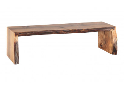Elegante braune Holz-Sitzbank modern, stilvoll, komfortabel
