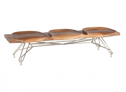 Elegante braune Holzsitzbank in zeitlosem Design für Wohnzimmer