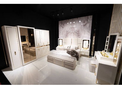 Schlafzimmer-Set in Beige aus Holz mit modernem Design