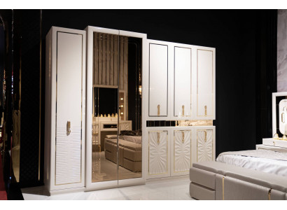 Kleiderschrank aus Holz in Beige modern eleganter Stil