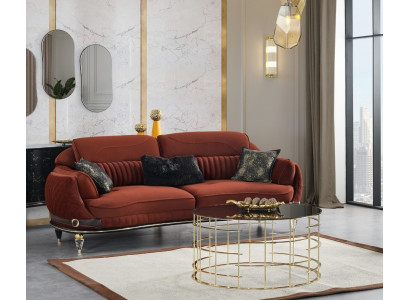 Dreisitzcouch 3-Sitzer-Sofa Dreisitzgarnitur Dreisitzer Polstersofa Terrakota