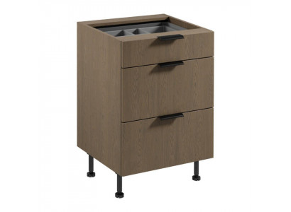Küchenschrank Stauraumschrank Schrank 3 Schubladen Besteckeinsatz Braun