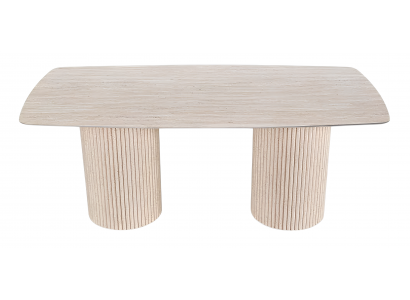 Beiger Abgerundeter Esstisch Holztisch Esszimmer Designer Möbel