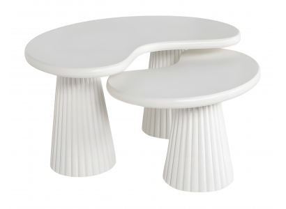 Moderner weißer Holz Couchtisch und Beistelltisch Set
