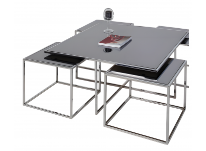 Grauer Couchtisch aus Edelstahl modern und elegant