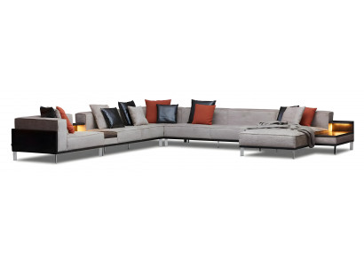 Elegantes graues Ecksofa aus Stoff im modernen Design