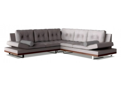 Modernes weißes Stoff-Ecksofa mit Holzrahmen