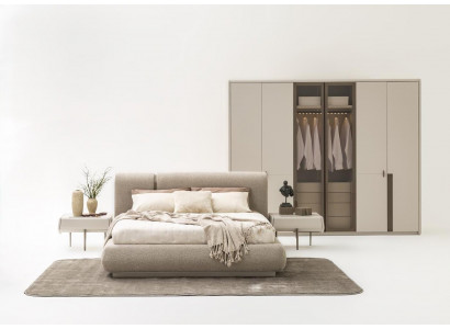 Schlafzimmer Beige Modern Beige Komplettes Bett 2x Nachttische Kleiderschrank