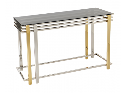Moderner grauer Konsolentisch aus Metall und Glas