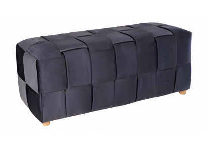 Schwarzer Holz-Textil Hocker im eleganten Design