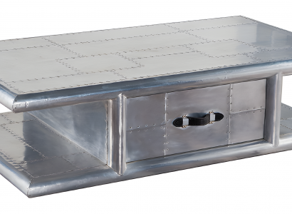 Designer Flieger Couchtisch Aluminium vernietet Retro Wohnzimmer