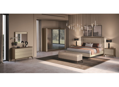 Das moderne und helle SchlafzimmerSet ( Bett+Schrank+Bank+2x Nachttisch+Kommode)