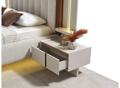 Nachttische aus Holz in Beige modern, stilvolles Schlafzimmer-Design