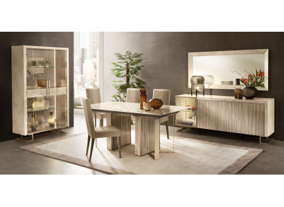 Praktisches Esszimmer Set 8 tlg (Esstisch+4x Stühle+Vitrine+Konsole+Spiegel)