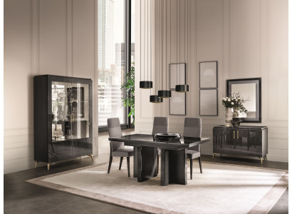 Praktisches Esszimmer Set 7 tlg (Esstisch+3x Stühle+Vitrine+Konsole+Spiegel)