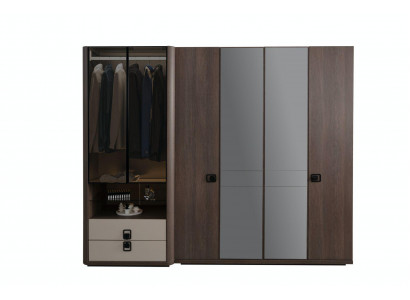 Eleganter brauner Kleiderschrank aus Holz für stilvolle Schlafzimmer
