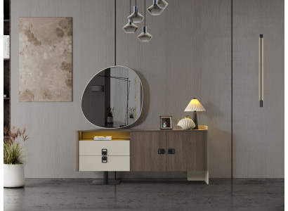 Konsole mit Spiegel aus Holz in Braun modern eleganter Stil