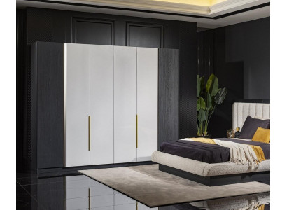 Eleganter schwarzer Kleiderschrank aus Holz im modernen Design