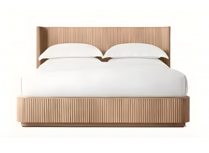 Doppelbett 180x200cm Holz Betten gerippter Kopfteil Luxus Schlafzimmer