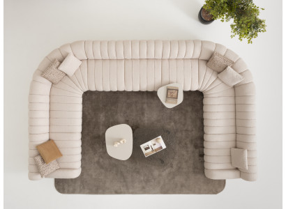 Modernes Wohnzimmer Set aus Textil und Holz in Beige
