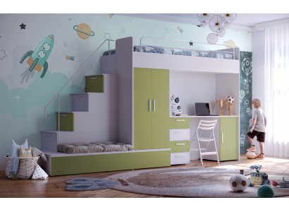 Hochbett aus Holz – Ideal für Kinderzimmer und Platzoptimierung.
