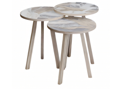 Elegantes Beiges Holz Couchtisch-Set im modernen Stil