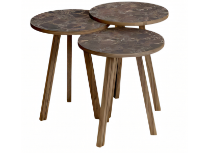 Elegantes braunes Holz Couchtisch-Set im modernen Stil