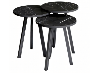 Elegantes schwarzes Couchtisch-Set aus Holz im modernen Stil