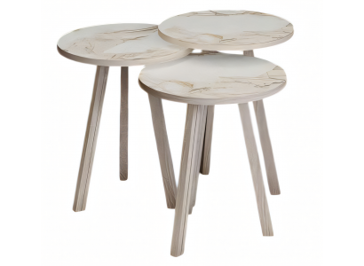 Elegantes Beiges Holz Couchtisch-Set im modernen Design