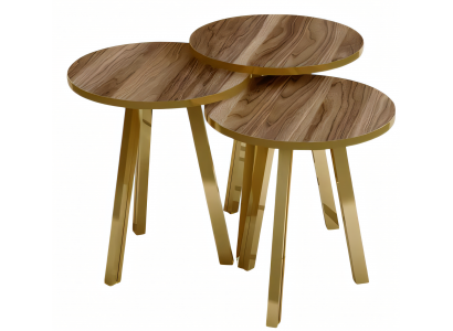 Elegantes braunes Couchtisch-Set aus Holz und Metall