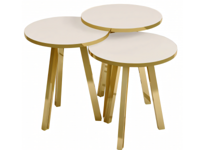 Elegantes weißes Couchtisch-Set aus Holz und Metall
