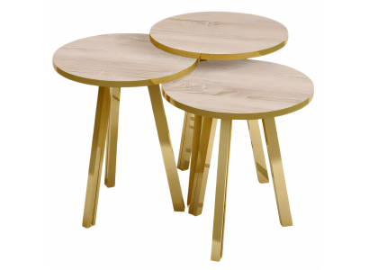 Elegantes braunes Couchtisch-Set aus Holz und Metall