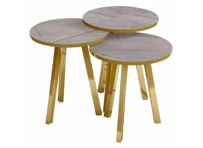 Elegantes graues Couchtisch-Set aus Holz und Metall