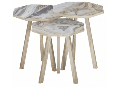 Moderner grauer Holz-Couchtisch-Set mit stilvollem Design