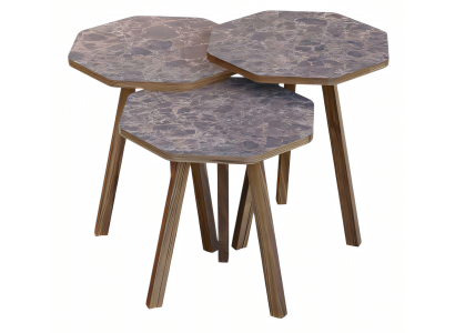 Elegantes braunes Holz Couchtisch-Set im modernen Design