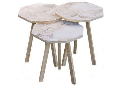 Elegantes Beiges Holz Couchtisch-Set in modernem Stil