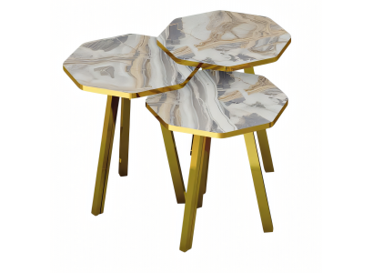 Moderner grauer Couchtisch aus Holz und Metall