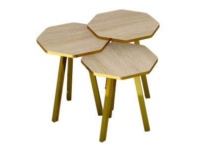 Elegantes braunes Couchtisch-Set aus Holz und Metall
