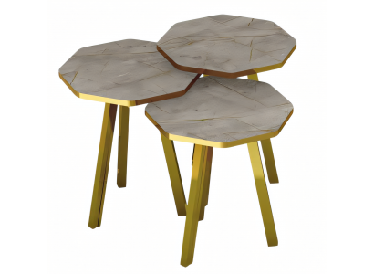 Elegantes graues Couchtisch-Set aus Holz und Metall