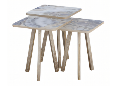 Moderner grauer Holz-Couchtisch-Set mit klaren Linien