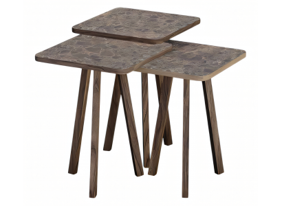 Elegantes braunes Holz Couchtisch-Set im modernen Design