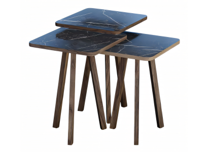 Elegantes schwarzes Couchtisch-Set aus Holz im modernen Stil