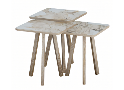 Elegantes Beiges Holz Couchtisch-Set modern stilvoll