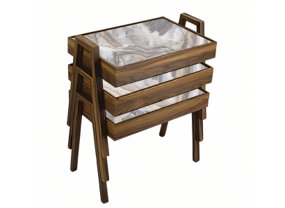 Elegantes graues Couchtisch-Set aus Holz im modernen Design